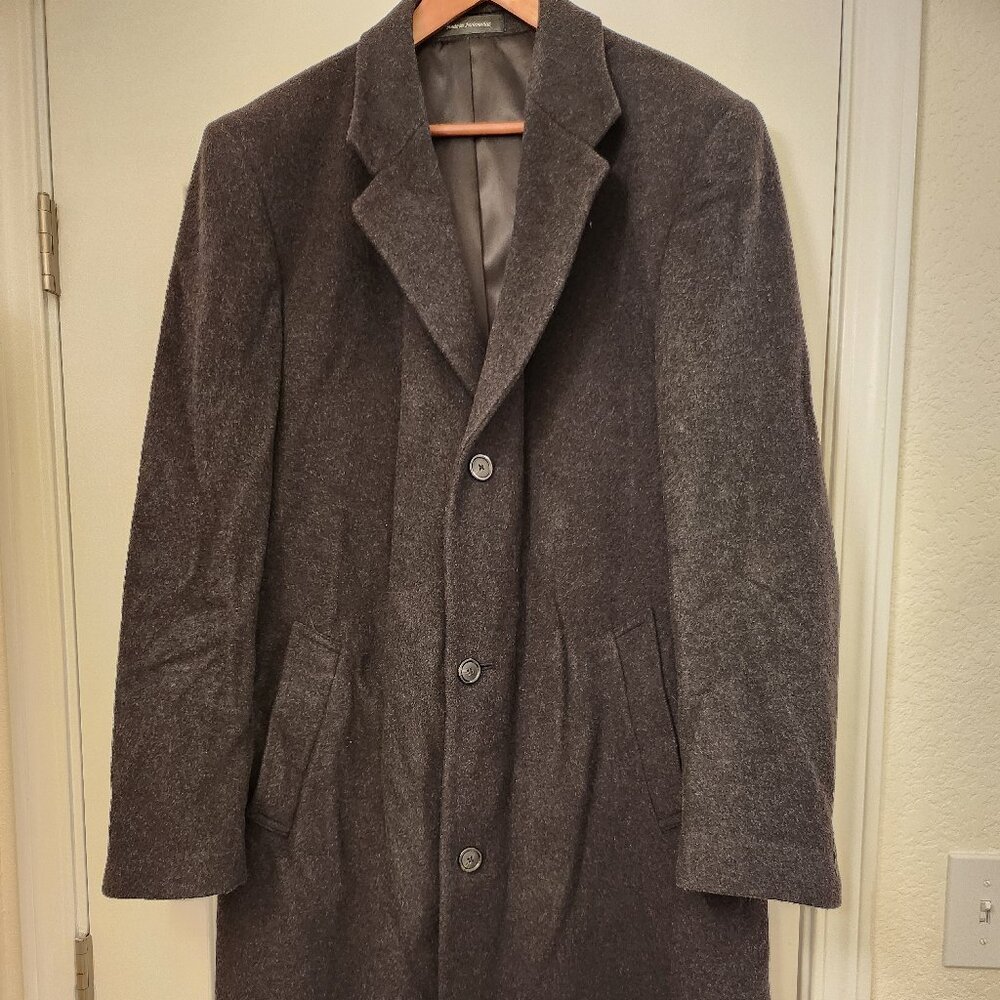 Mens Black Wool Cashmere Overcoat